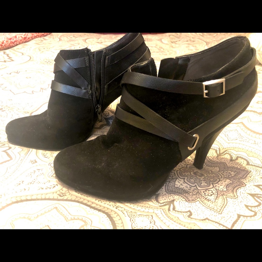 Fergalicious black suede and leather booties